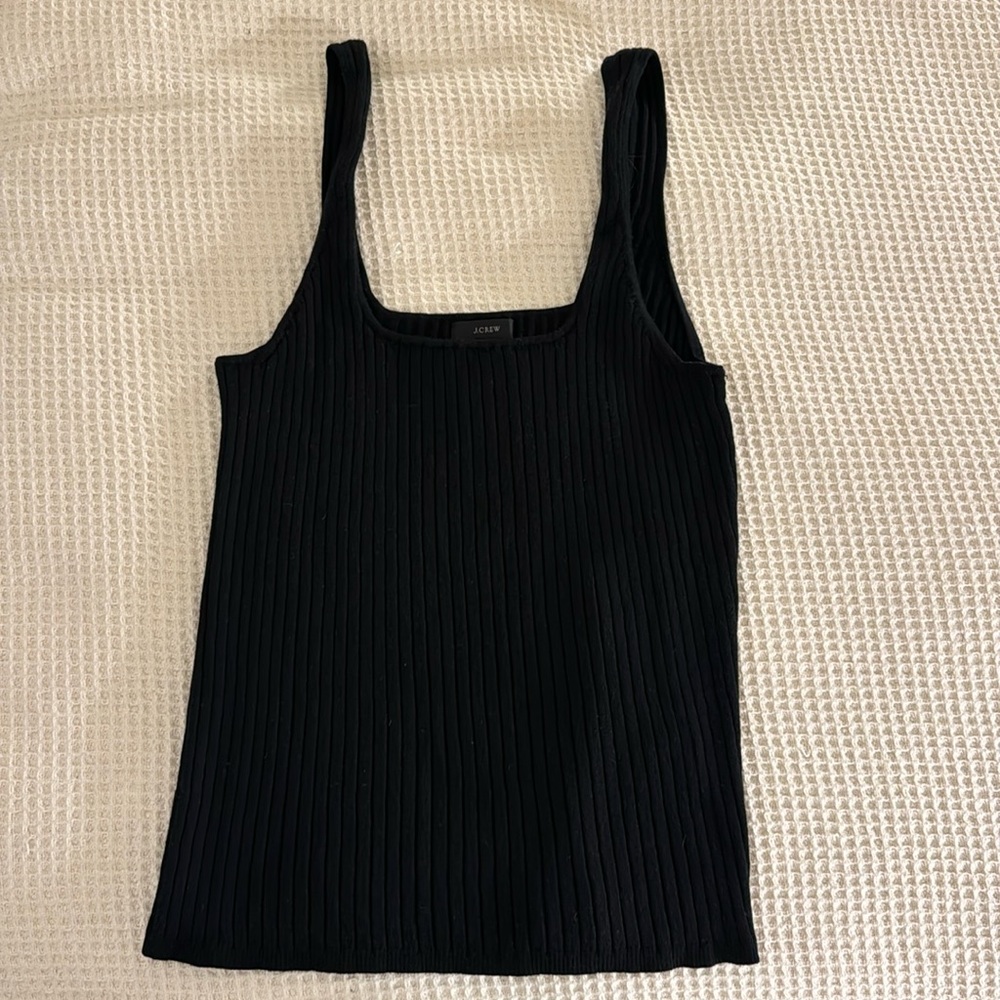 J crew black knit tank top